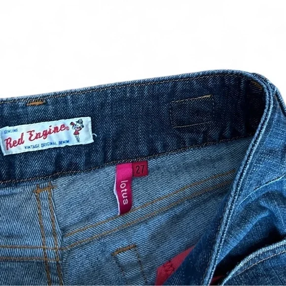 Red Engine cropped lotus blue jeans 27 Low Rise vintage Y2K Jeans - Picture 5 of 5